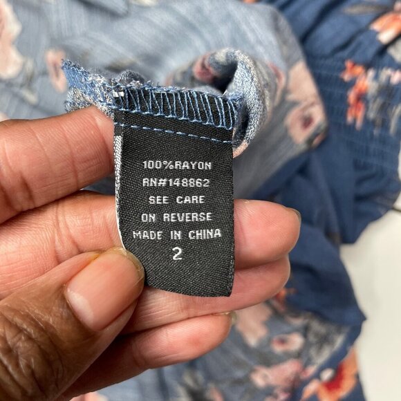 Torrid Blue Floral Smocked Waist V-Neck Mini Dress Plus Size 2X Cottagecore - Picture 12 of 15